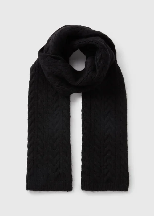 Black Cable Knit Scarf - One Size Image 1