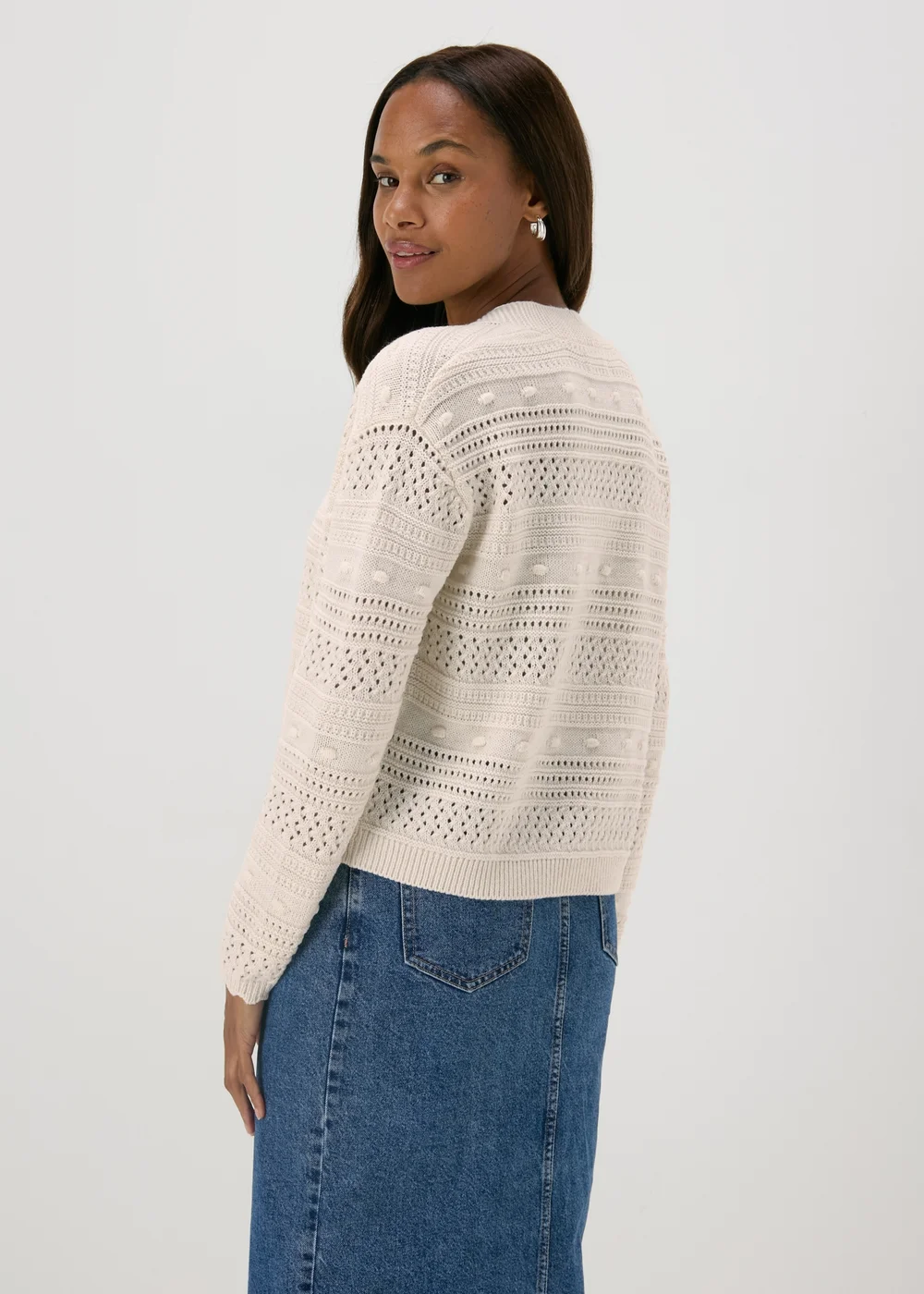 Papaya Petite Cream Stitch Knit Cardigan - XS Image 2