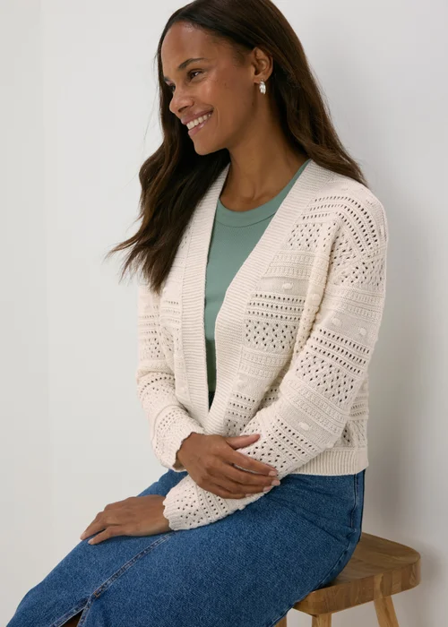 Papaya Petite Cream Stitch Knit Cardigan - XS Image 1