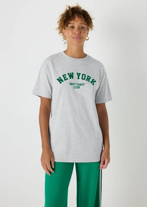 Grey Oversized NEW YORK T-Shirt - S Image 1
