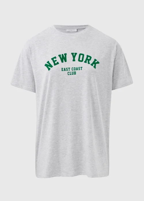 Grey Oversized NEW YORK T-Shirt - S Image 4
