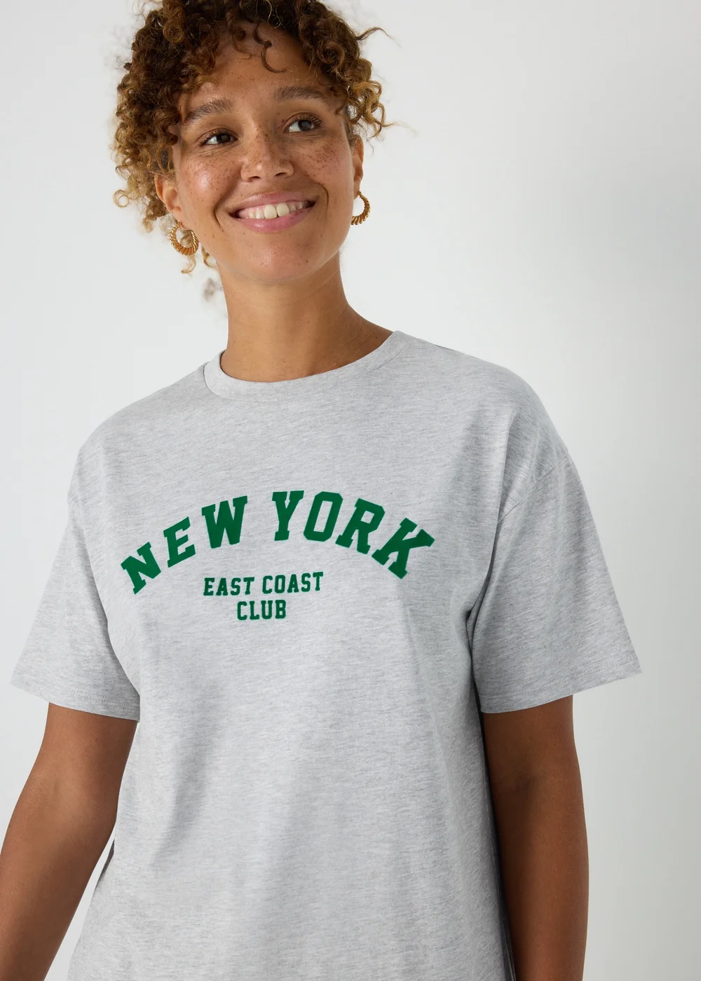 Grey Oversized NEW YORK T-Shirt - S Image 3