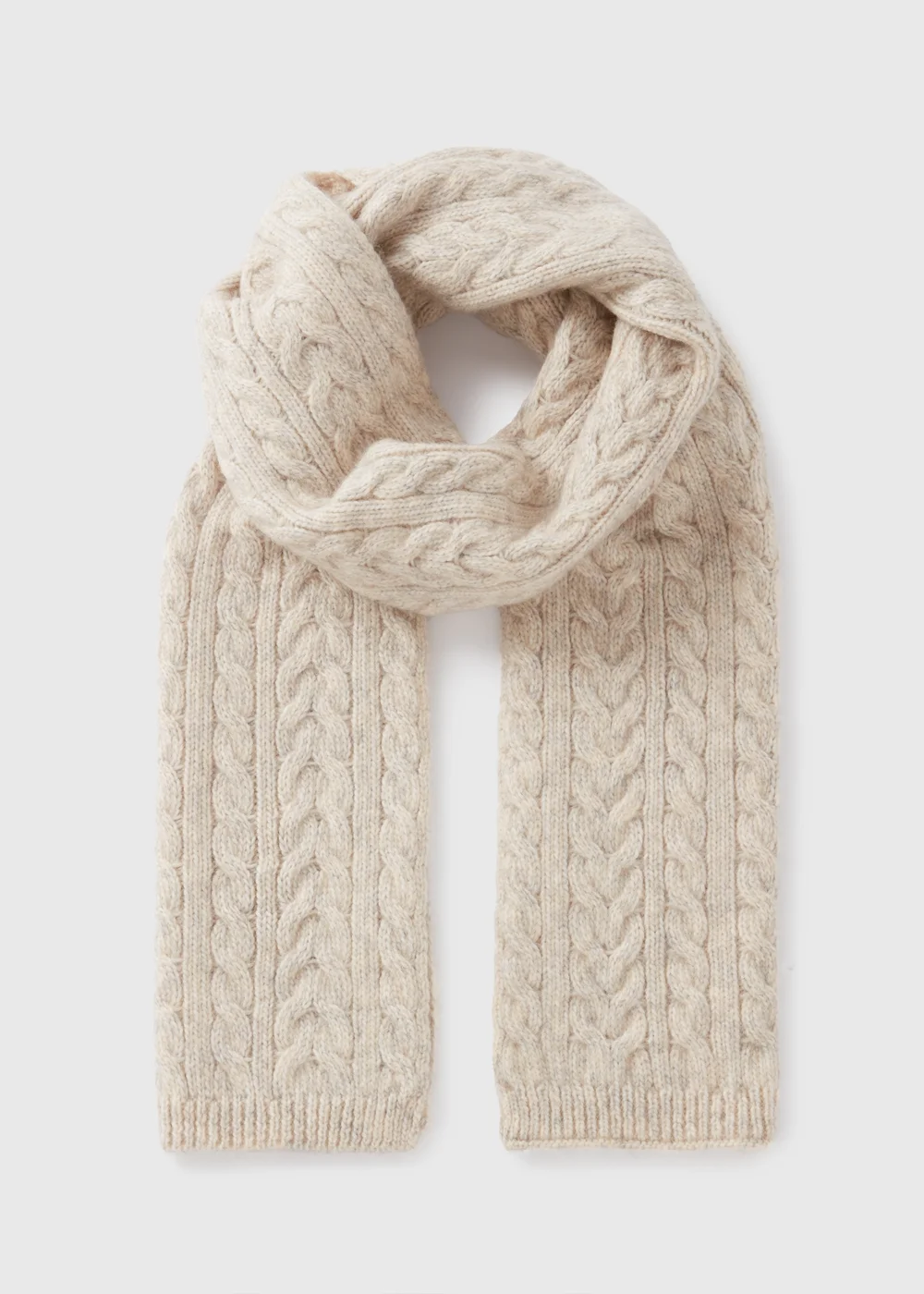 Oatmeal Cable Knit Scarf - One Size Image 1