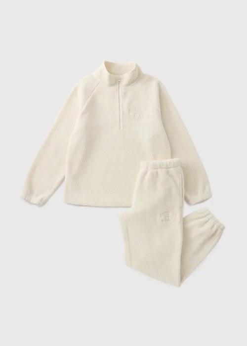 Cream Borg Loungewear Set - Extra small Image 3