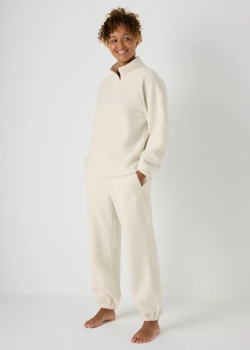 Cream Borg Loungewear Set - Extra small Image 1