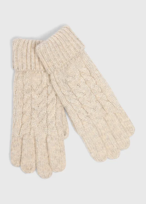 Oatmeal Cable Knit Gloves - One Size Image 1