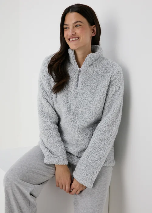 Grey Quarter Zip Snuggle Top - Extra small Image 1