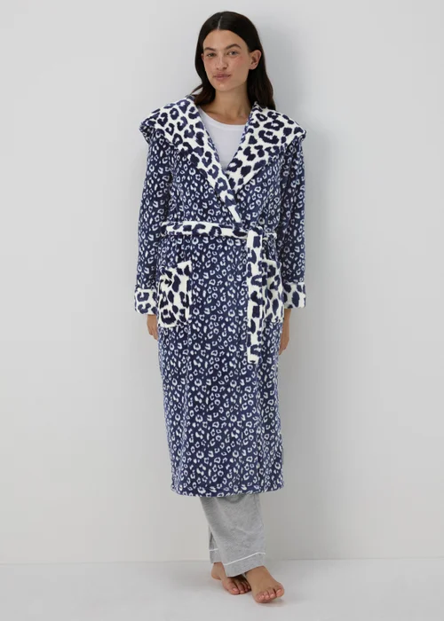 Navy Animal Print Dressing Gown - Extra small Image 1
