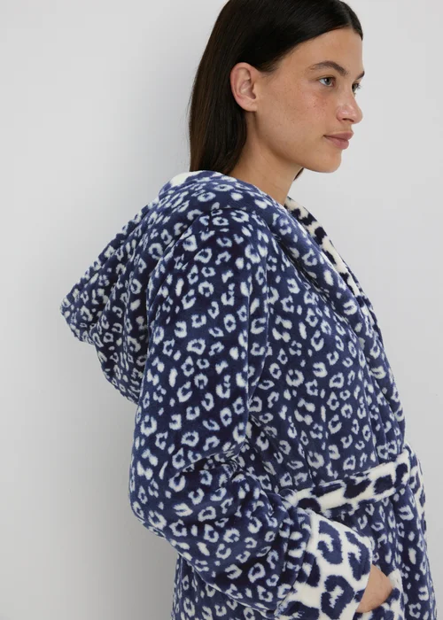 Navy Animal Print Dressing Gown - Extra small Image 3