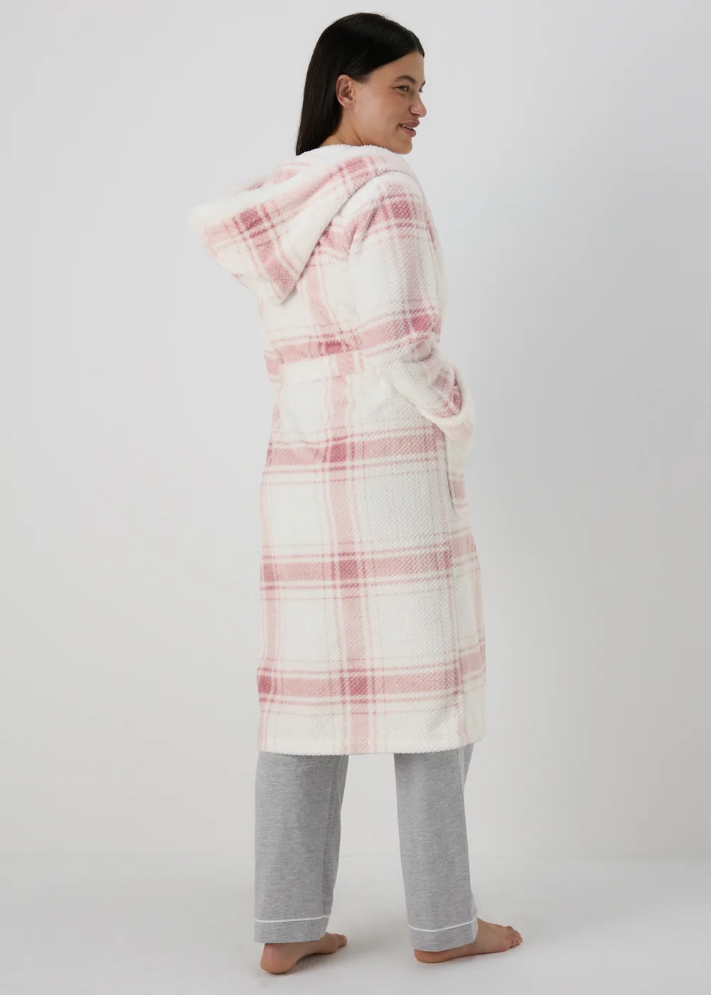 Cream Check Dressing Gown - Extra small Image 2