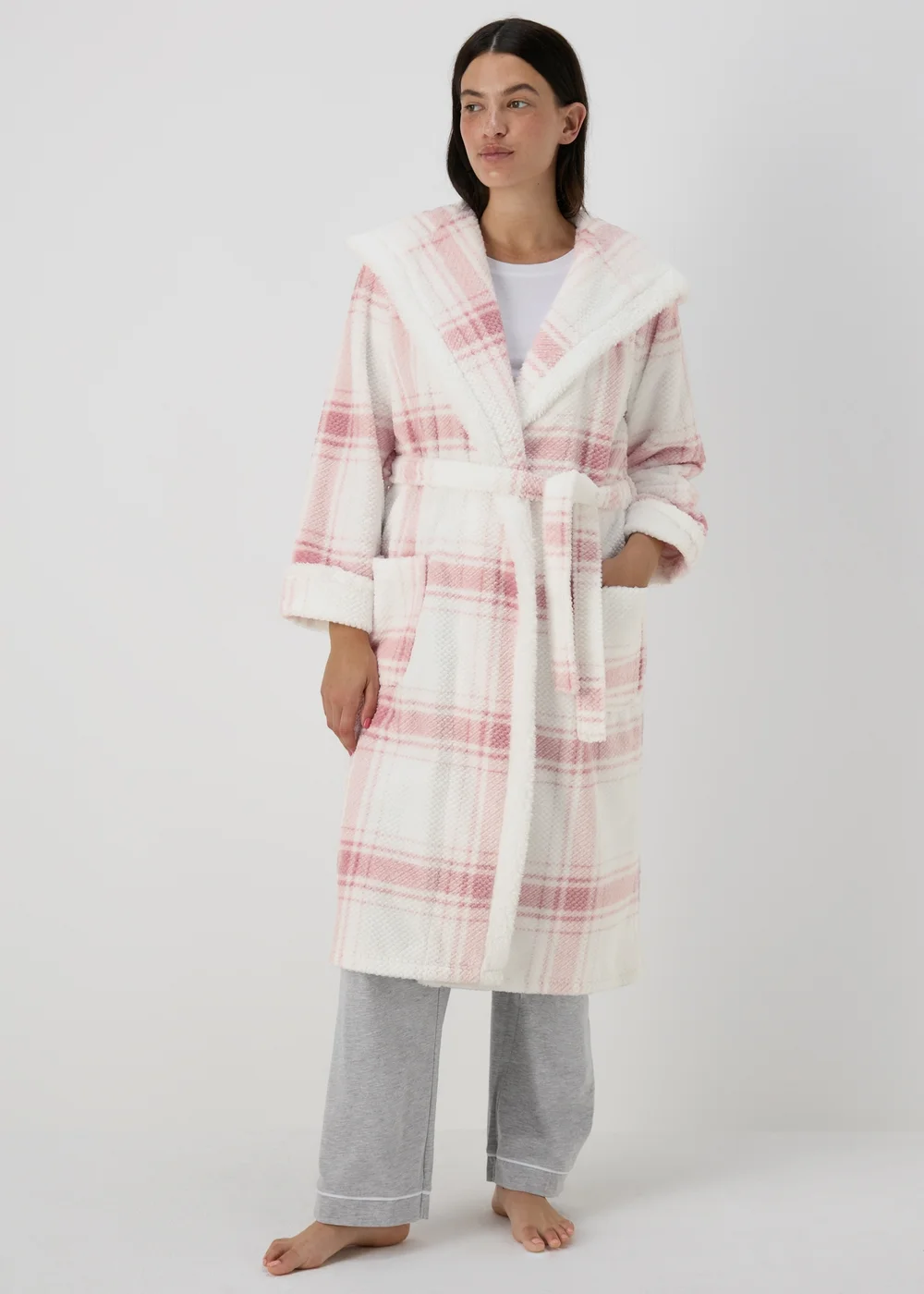 Cream Check Dressing Gown - Extra small Image 3