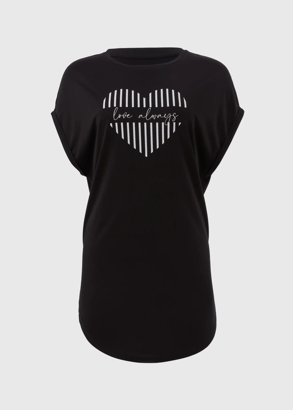 Black Longline Heart Slogan T-Shirt - S Image 5