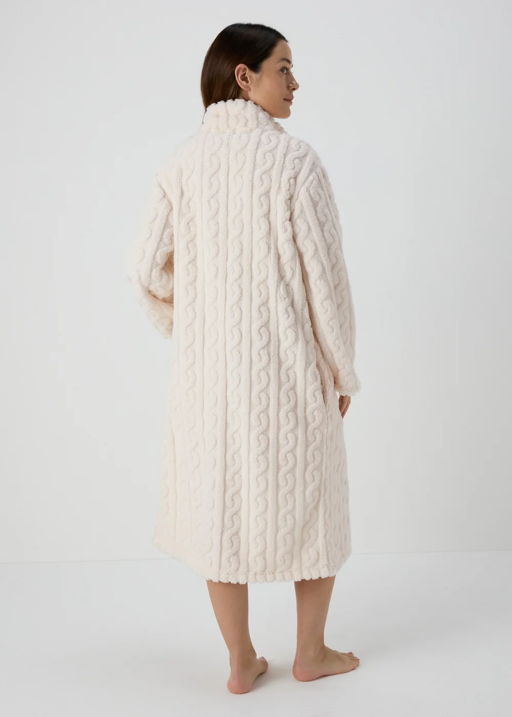 Cream Zip Dressing Gown - Medium Cream Zip Dressing Gown - Medium