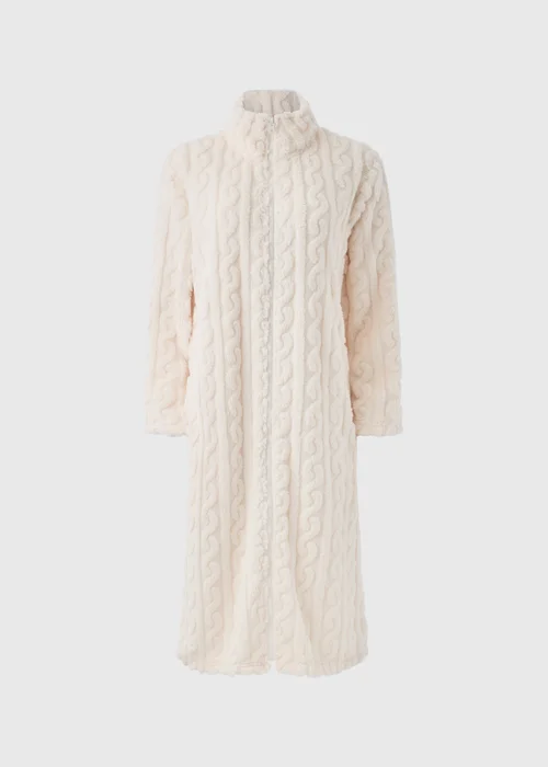 Cream Zip Dressing Gown - Medium Image 3