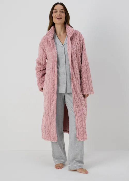 Pink Cable Knit Dressing Gown - Extra small Image 1