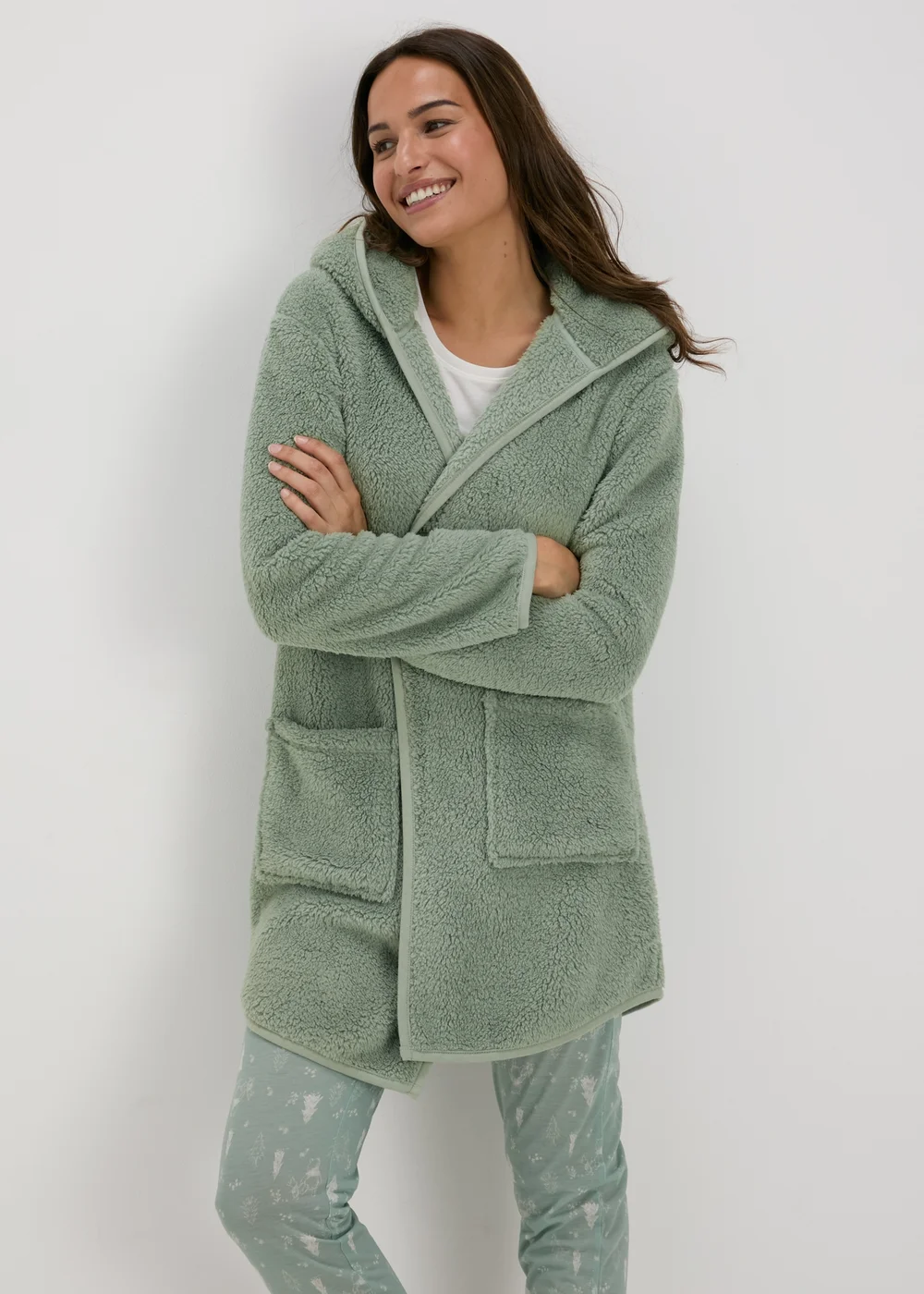 Green Fleece Lounge Cardigan - Extra small Image 1