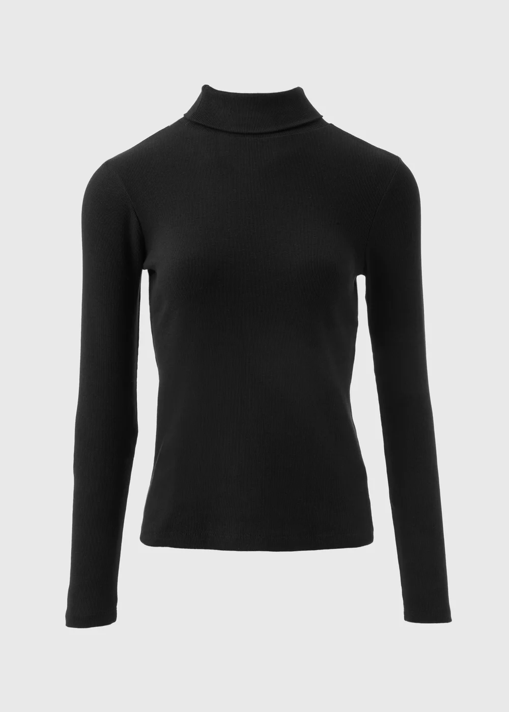 Black Ribbed Roll Neck Top - Size 8 Image 4