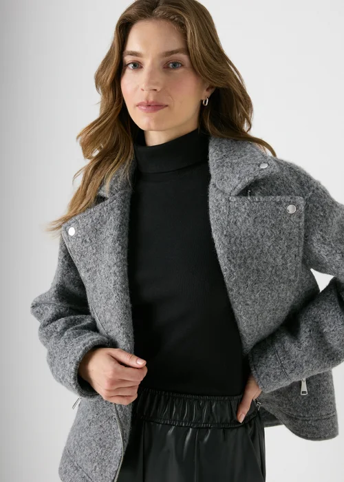 Black Ribbed Roll Neck Top - Size 8 Image 3