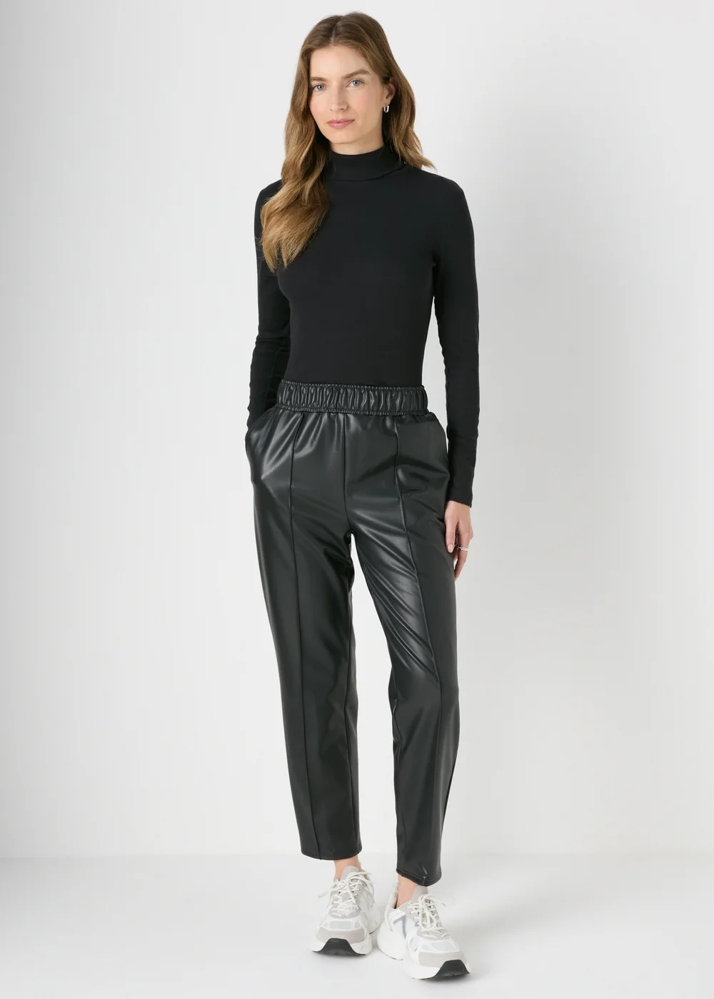 Black Ribbed Roll Neck Top - Size 8 Image 1