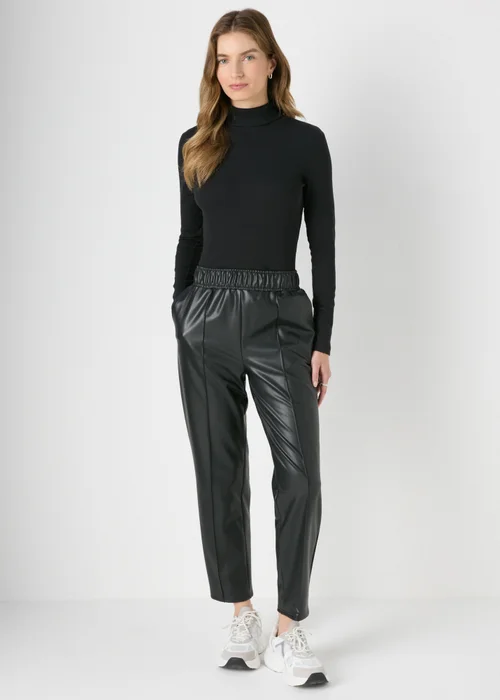 Black Ribbed Roll Neck Top - Size 8 Image 1