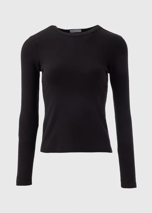 Black Long Sleeve Ribbed Top - Size 8 Image 4
