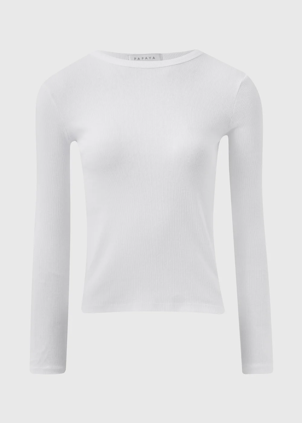 White Ribbed Long Sleeve Top - 8 Image 4