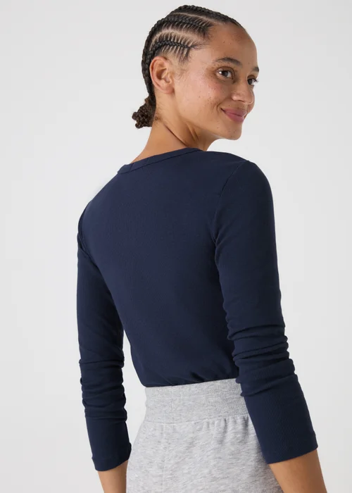 Navy Ribbed Long Sleeve Top - 8 Image 2