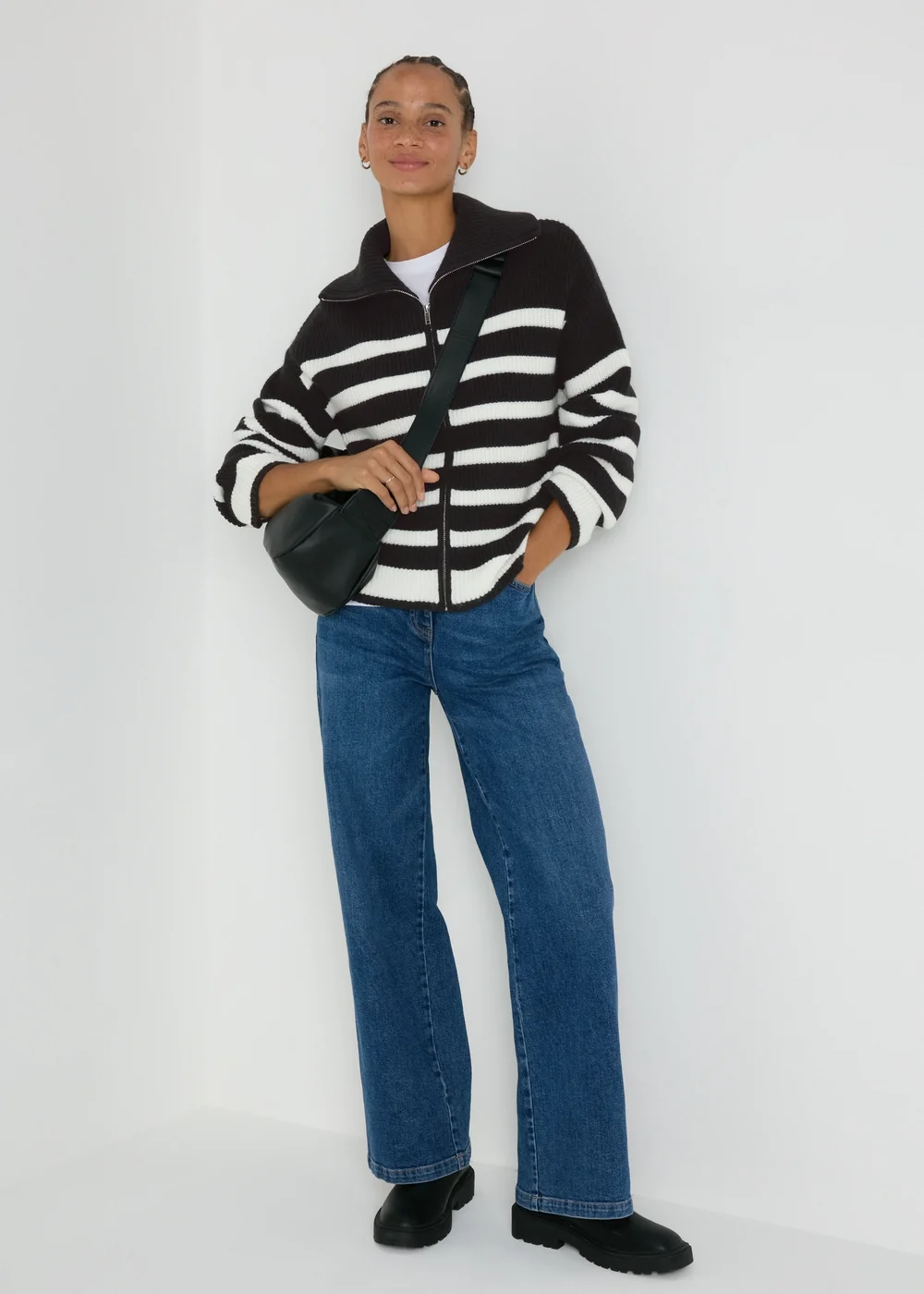 Stripe Zip Knitted Cardigan - XS Image 3