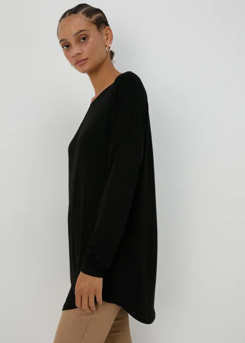 Black Long Sleeve Viscose T-Shirt - S Image 1