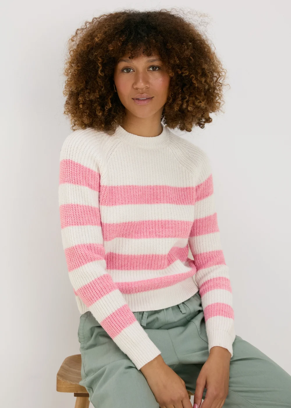 Pink Stripe Knitted Jumper - XS Image 1