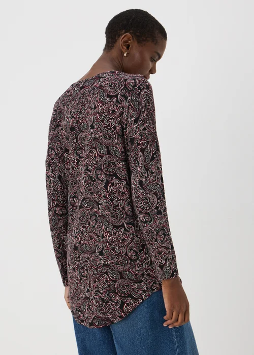 Burgundy Paisley Print Long Sleeve Top - S Image 2