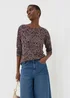 Burgundy Paisley Print Long Sleeve Top - S Image 1