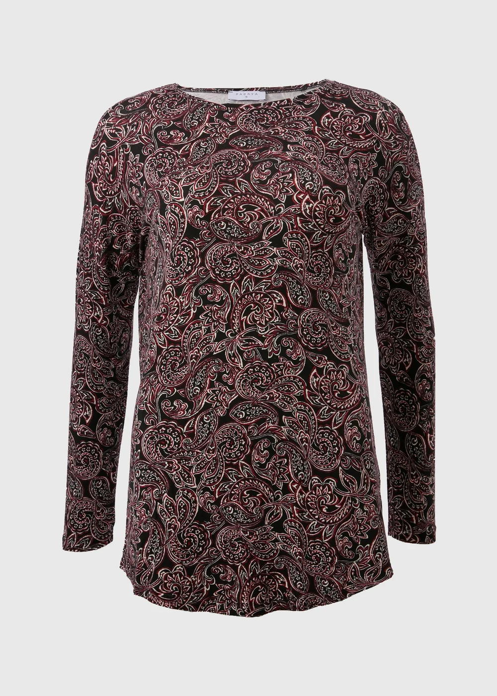 Burgundy Paisley Print Long Sleeve Top - S Image 3