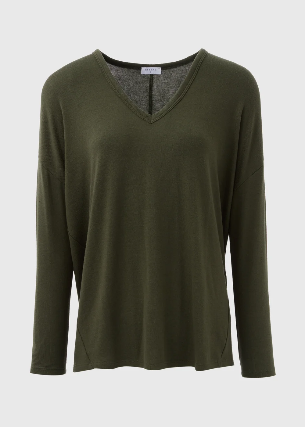 Khaki V Neck T-Shirt - S Image 4
