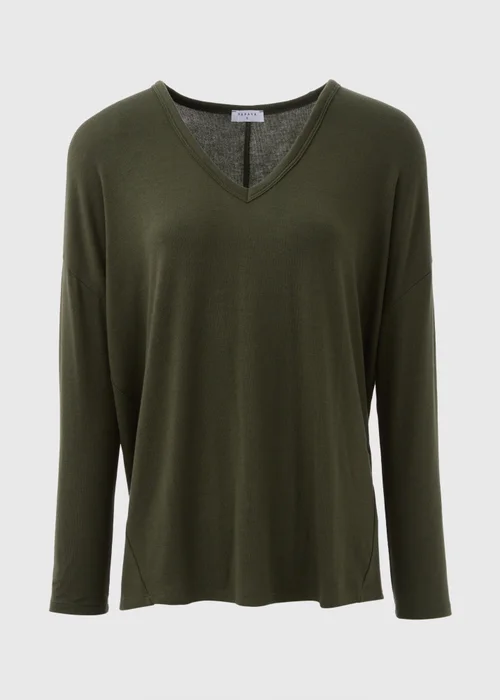 Khaki V Neck T-Shirt - S Image 4