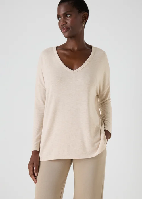 Oatmeal V Neck T-Shirt - S Image 1