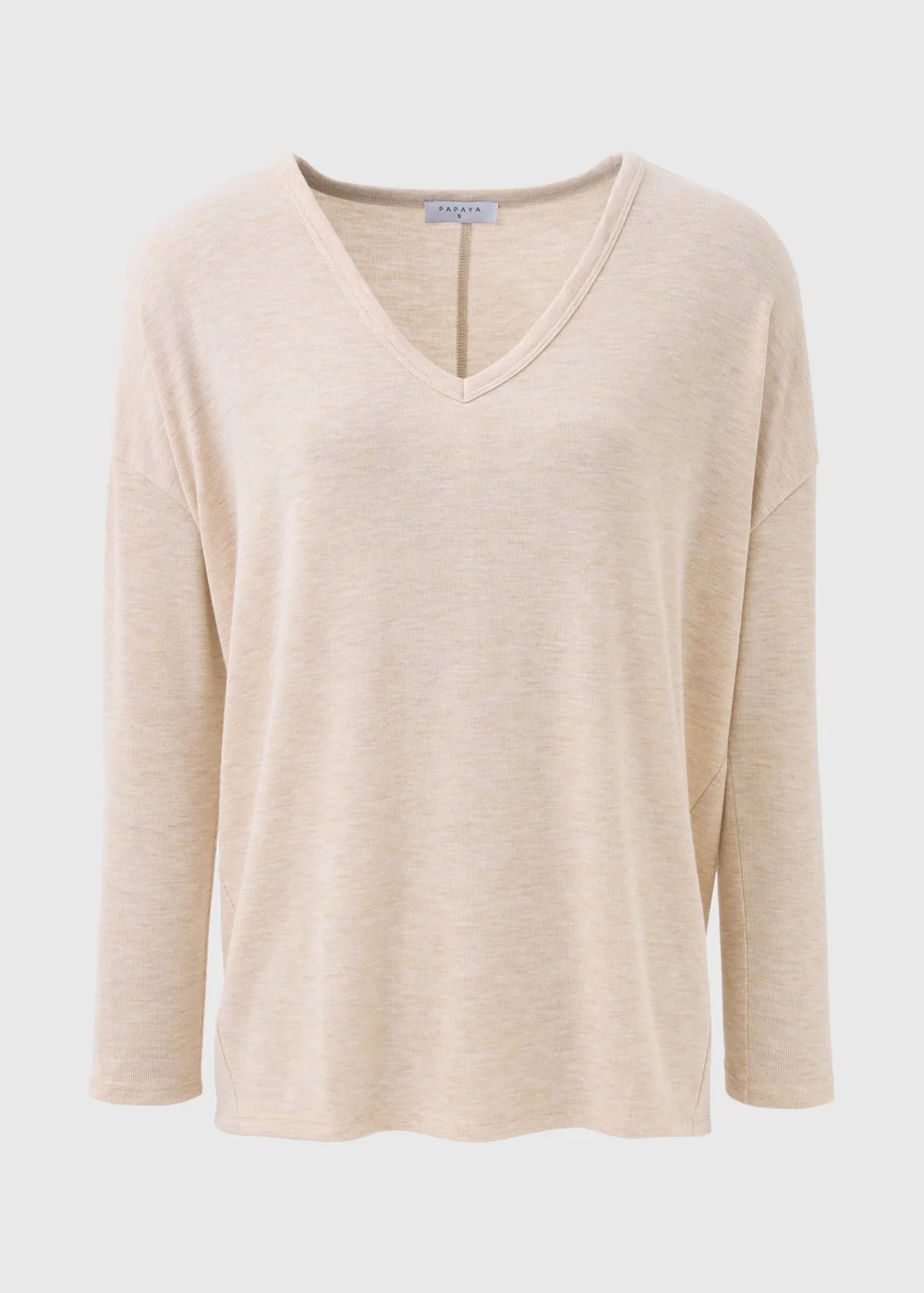 Oatmeal V Neck T-Shirt - S Image 4