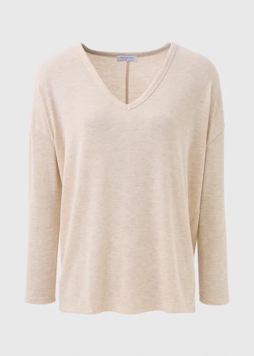 Oatmeal V Neck T-Shirt - S Image 4
