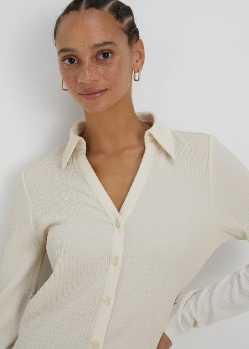 Cream Textured Shirt - 8 Image 3