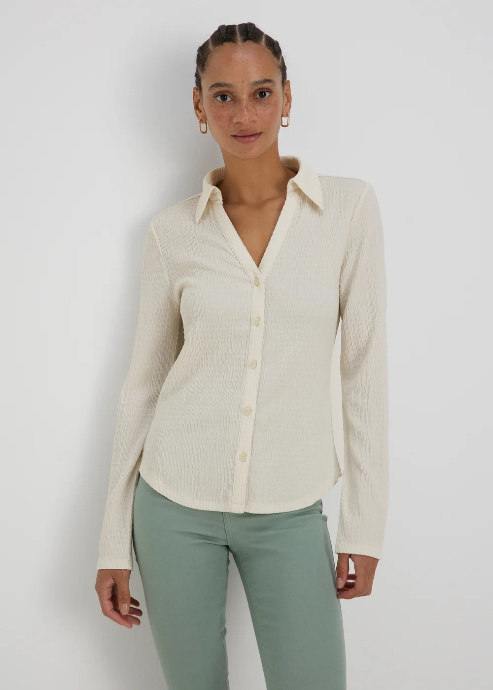 Cream Textured Shirt - 8 Image 1