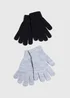 2 Pack Black & Grey Magic Gloves - One Size Image 1