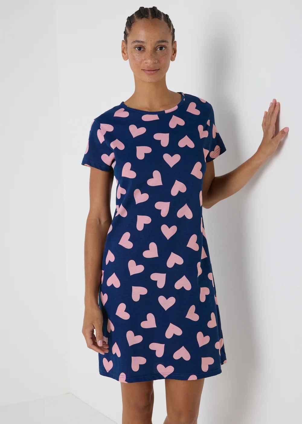 Navy Heart Print Nightie - Extra small Image 1