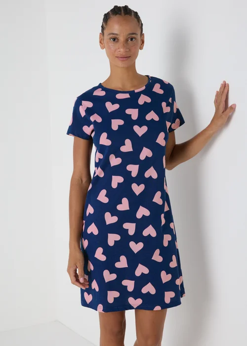 Navy Heart Print Nightie - Extra small Image 1