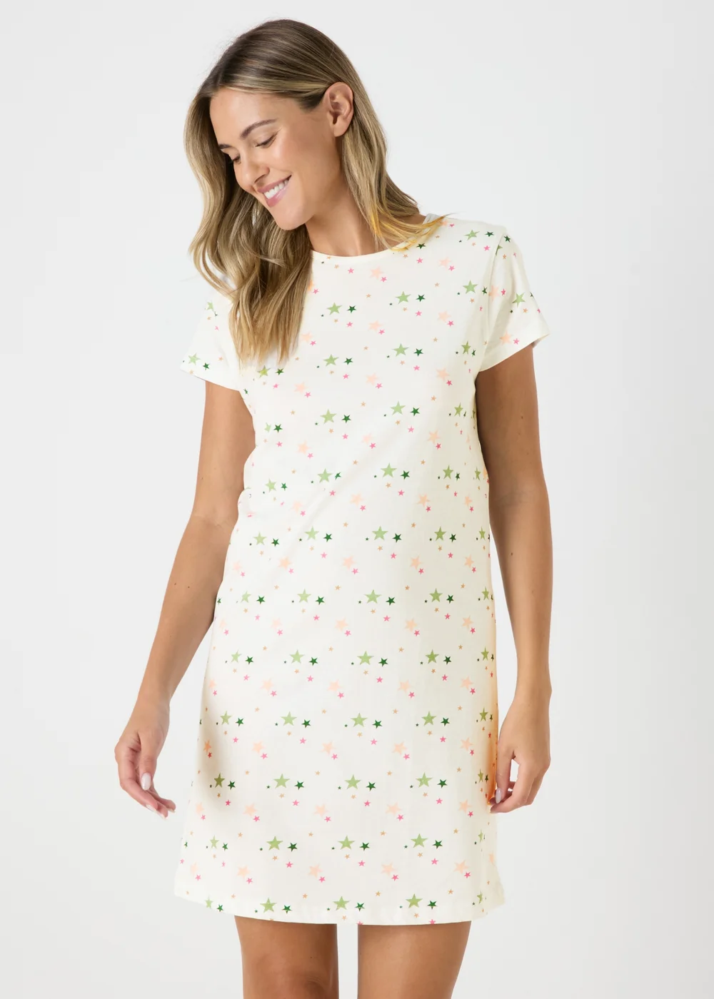 Cream Star Print Nightie - Extra small Image 1