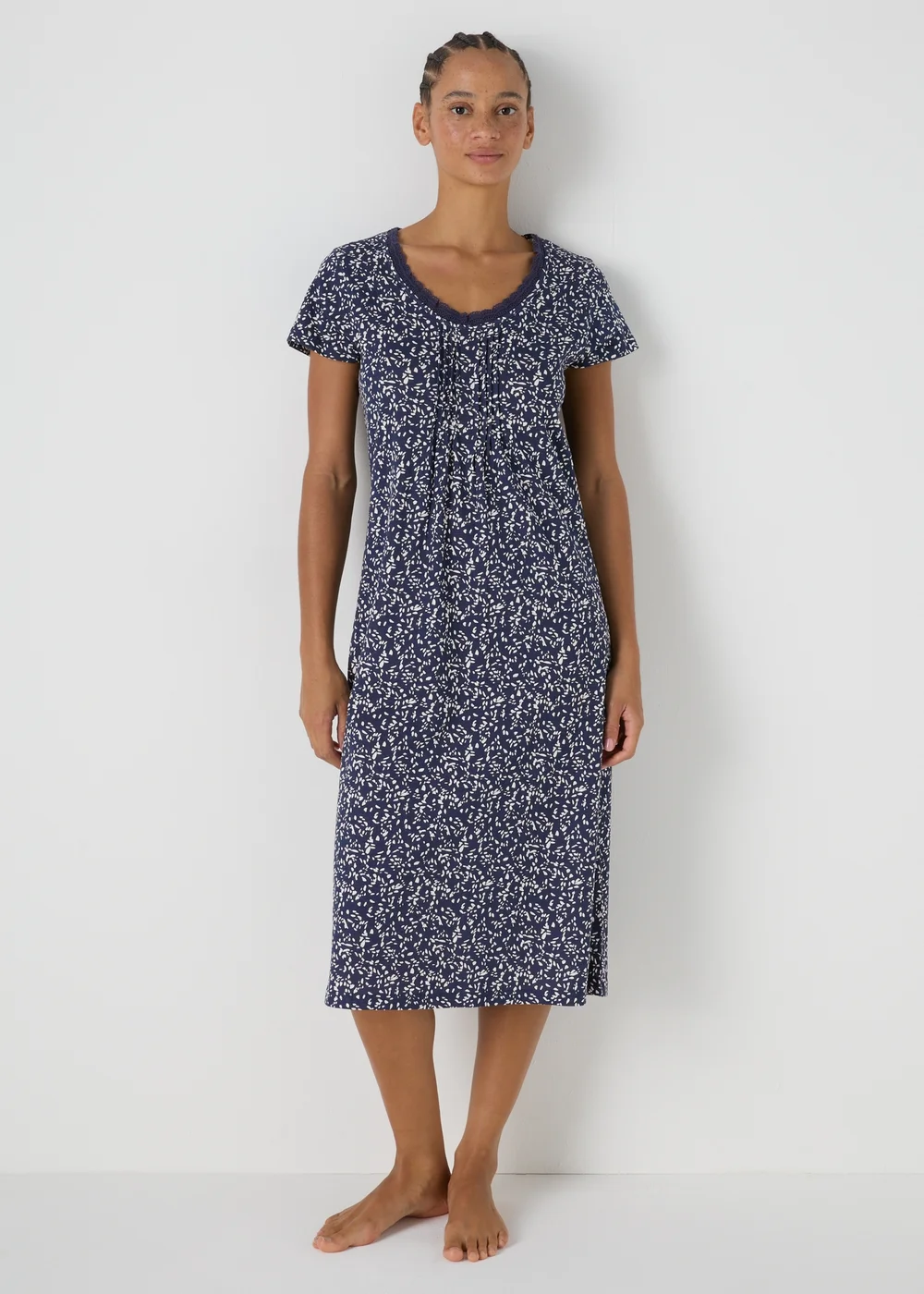 Navy Spot Lace Nightie - Extra small Image 1