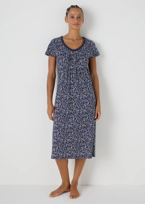 Navy Spot Lace Nightie - Extra small Image 1