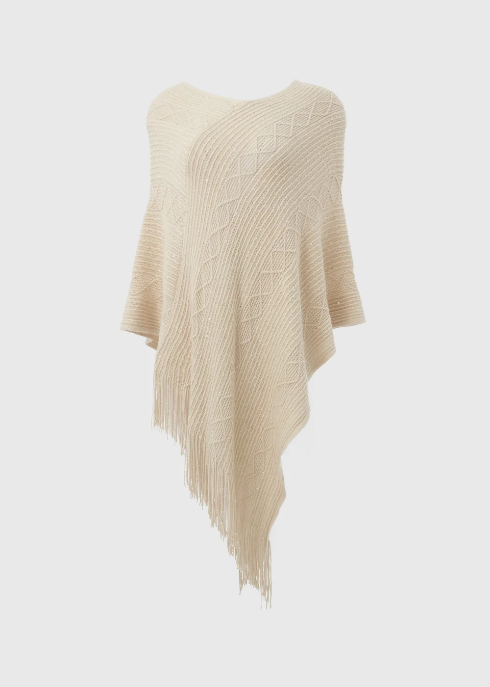 Oatmeal Sequin Poncho - One Size Image 4
