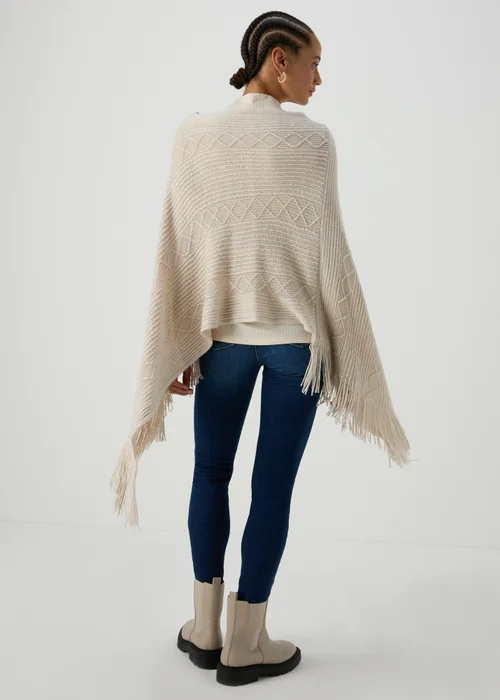 Oatmeal Sequin Poncho - One Size Image 2