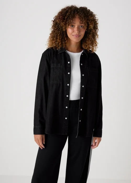 Black Denim Shirt - Size 8 Image 1
