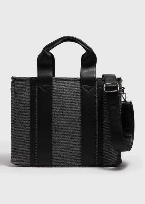 Grey Herringbone Tote Bag - One Size Image 3